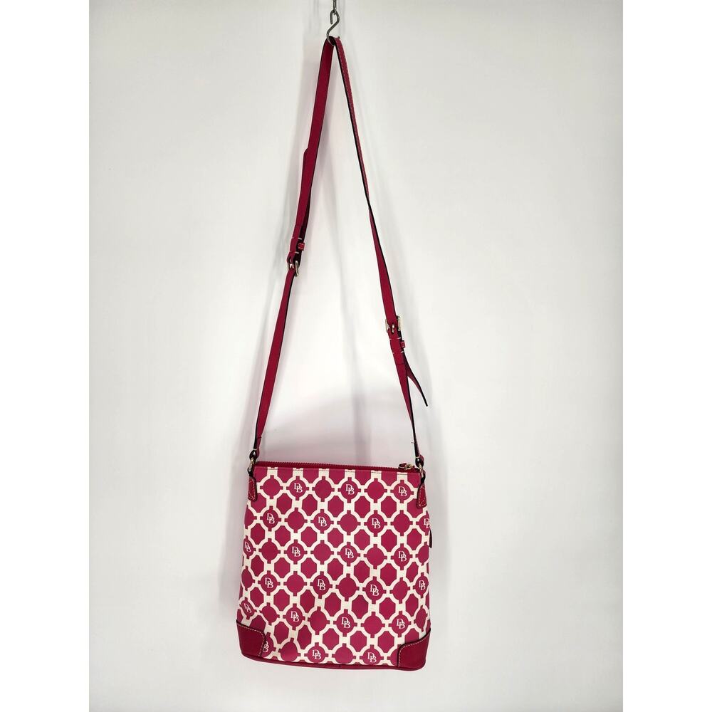 Dooney & Bourke Pink & White Geo Print Canvas Crossbody - Picture 3 of 16
